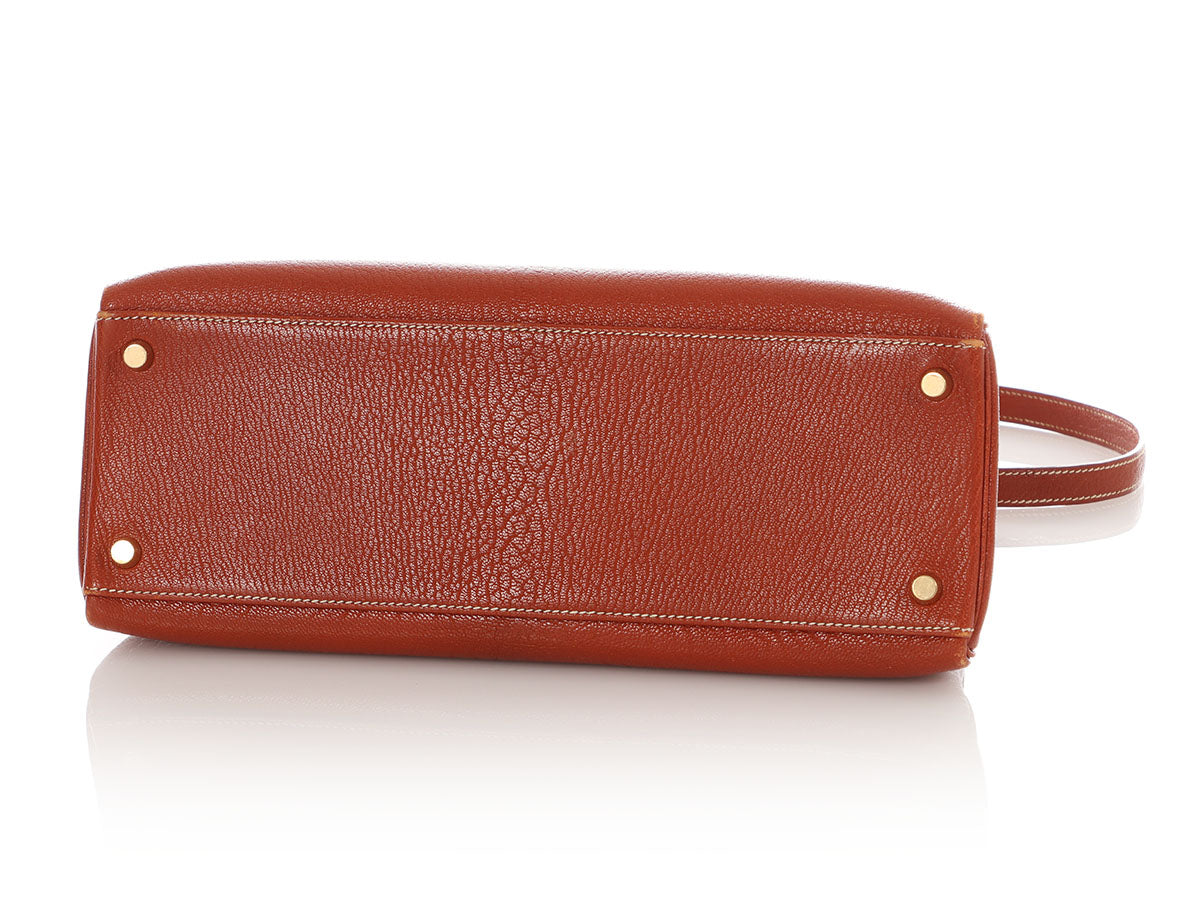 Hermès Brique Chèvre de Coromandel Kelly 32 - Image 6