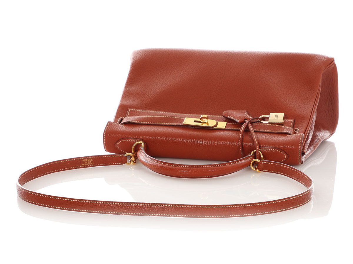 Hermès Brique Chèvre de Coromandel Kelly 32 - Image 7