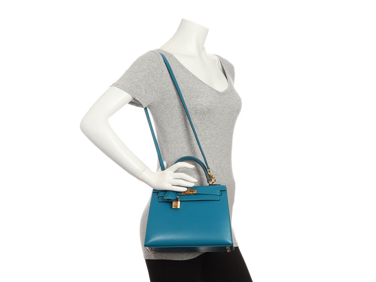 Hermès Bleu Izmir Tadelakt Kelly 25 - Image 11