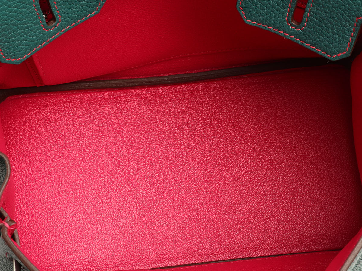 Hermès SO Malachite Clémence and Rose Extrême Verso Birkin 25 - Image 9