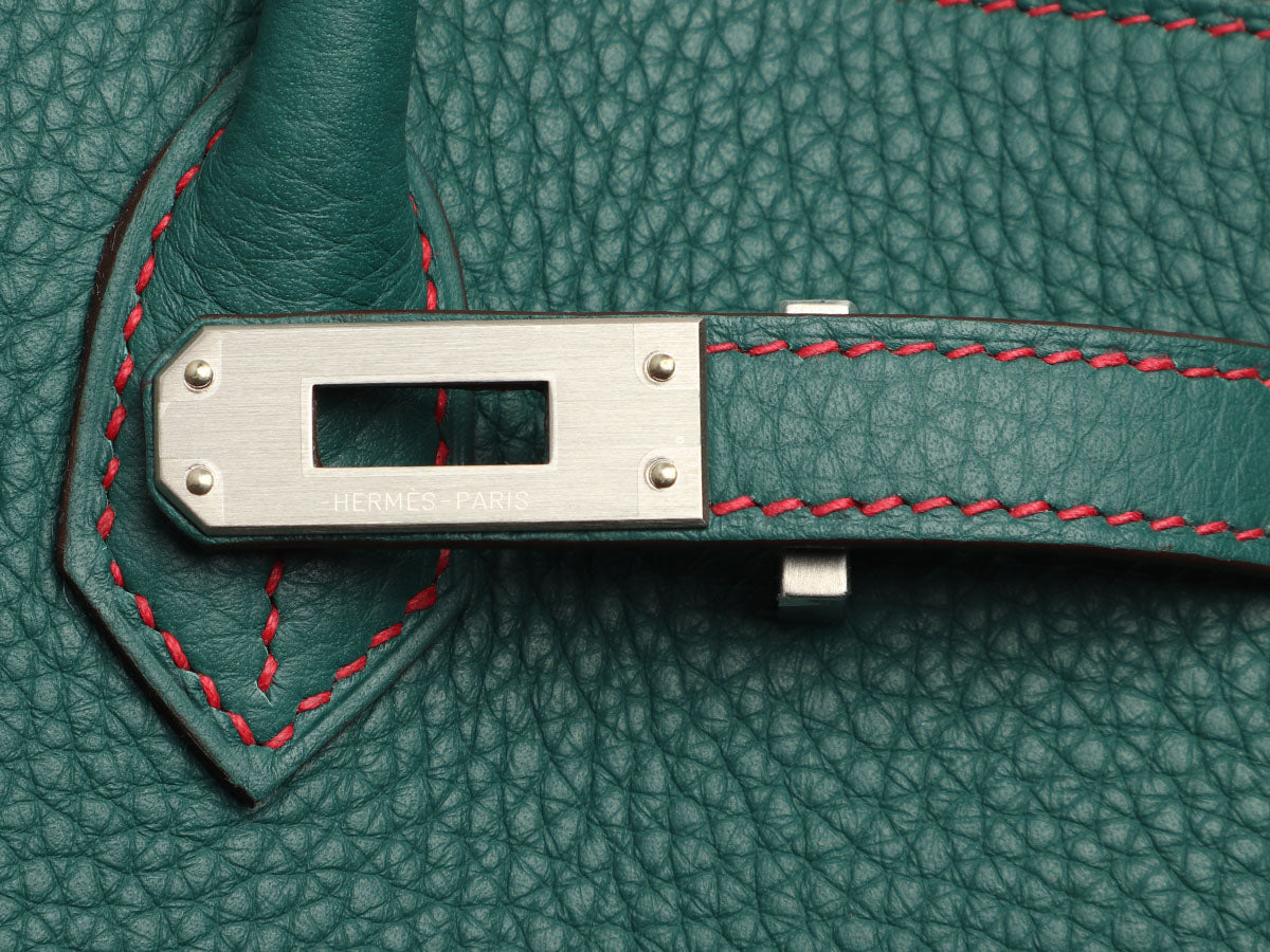 Hermès SO Malachite Clémence and Rose Extrême Verso Birkin 25 - Image 10