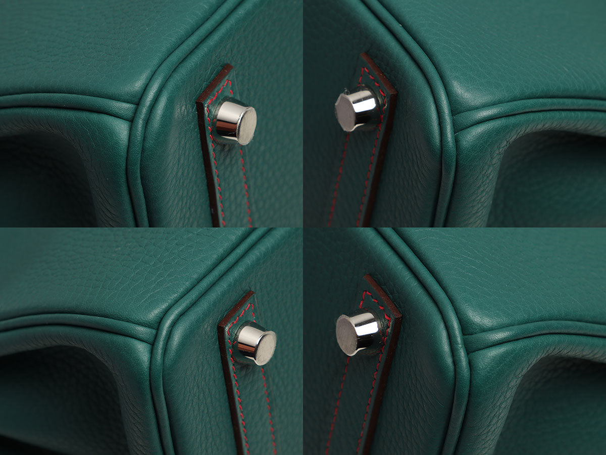 Hermès SO Malachite Clémence and Rose Extrême Verso Birkin 25 - Image 11