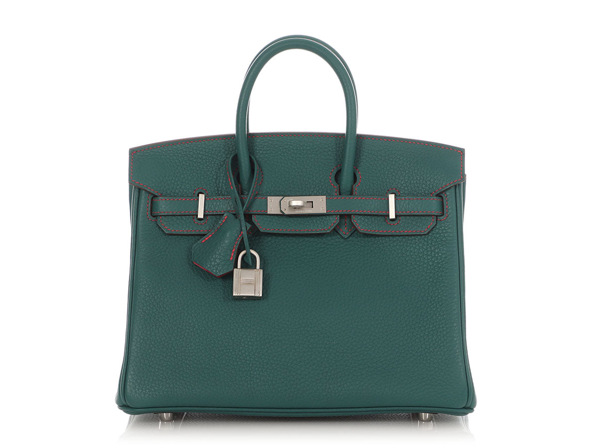Hermès SO Malachite Clémence and Rose Extrême Verso Birkin 25