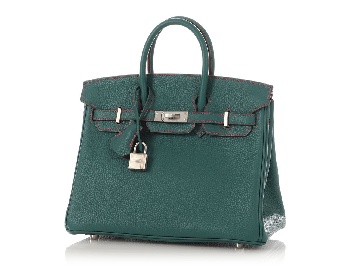 Hermès SO Malachite Clémence and Rose Extrême Verso Birkin 25 - Image 3