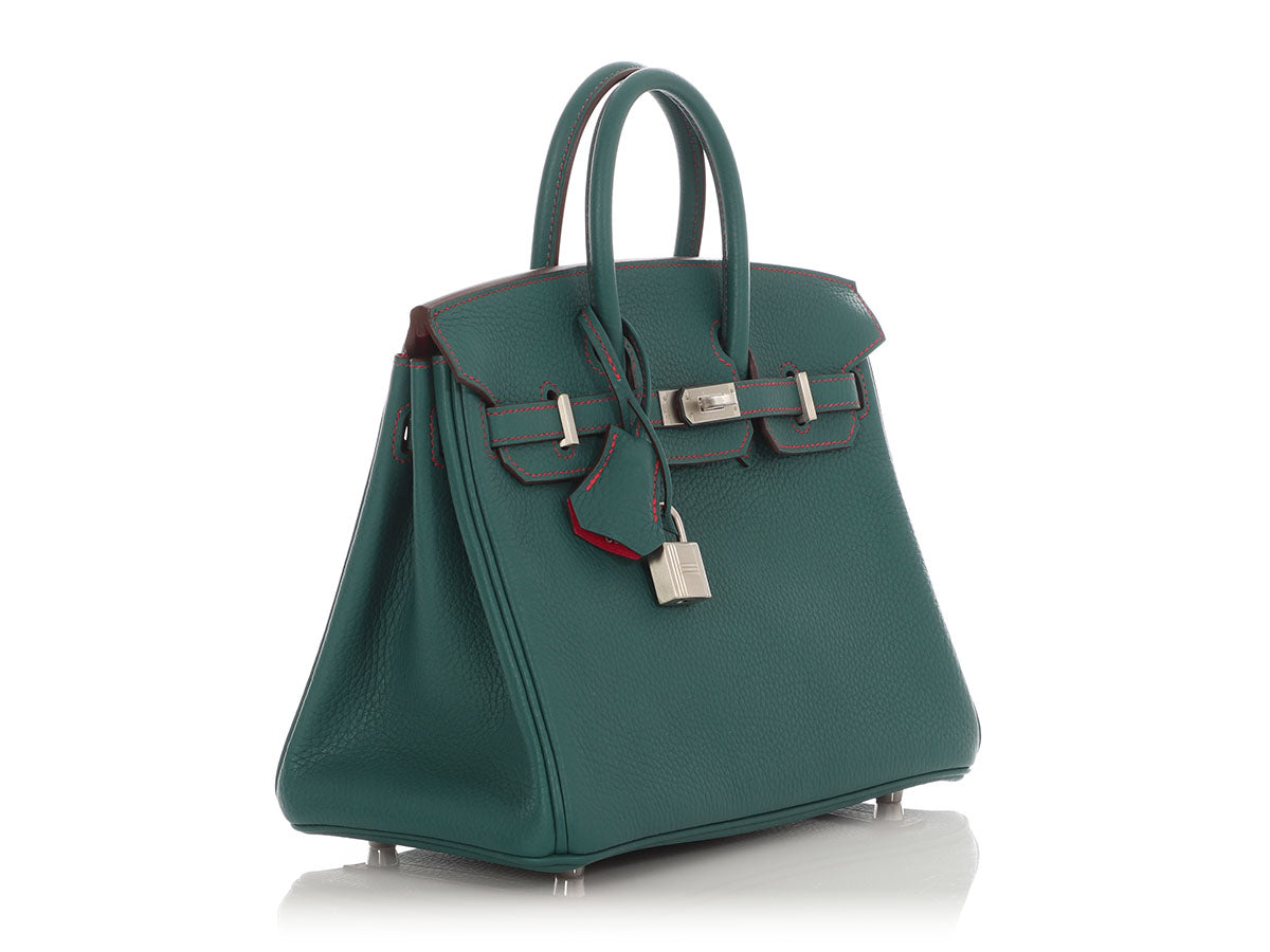 Hermès SO Malachite Clémence and Rose Extrême Verso Birkin 25 - Image 6
