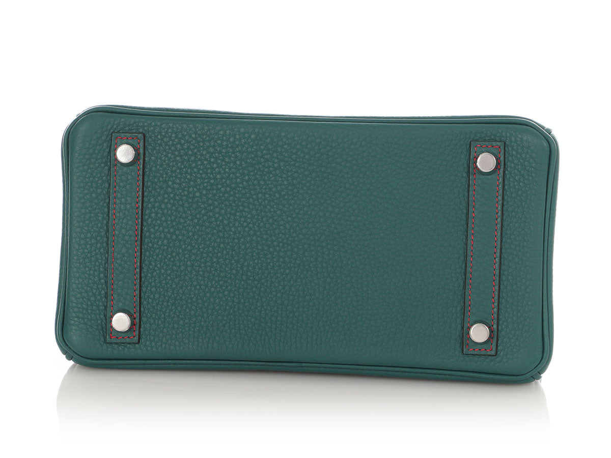 Hermès SO Malachite Clémence and Rose Extrême Verso Birkin 25 - Image 7