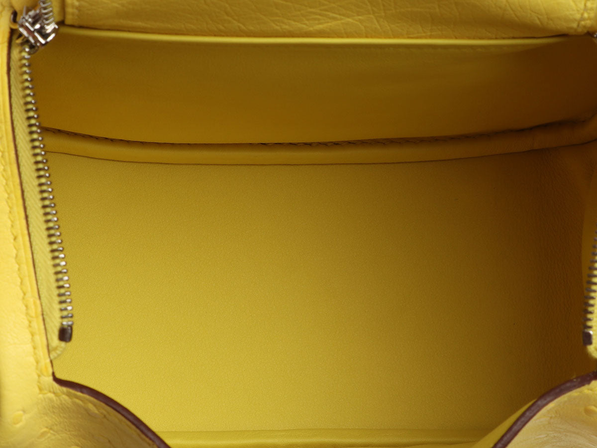 Hermès Mini Jaune Citron Ostrich Boreal Lindy 20 - Image 10