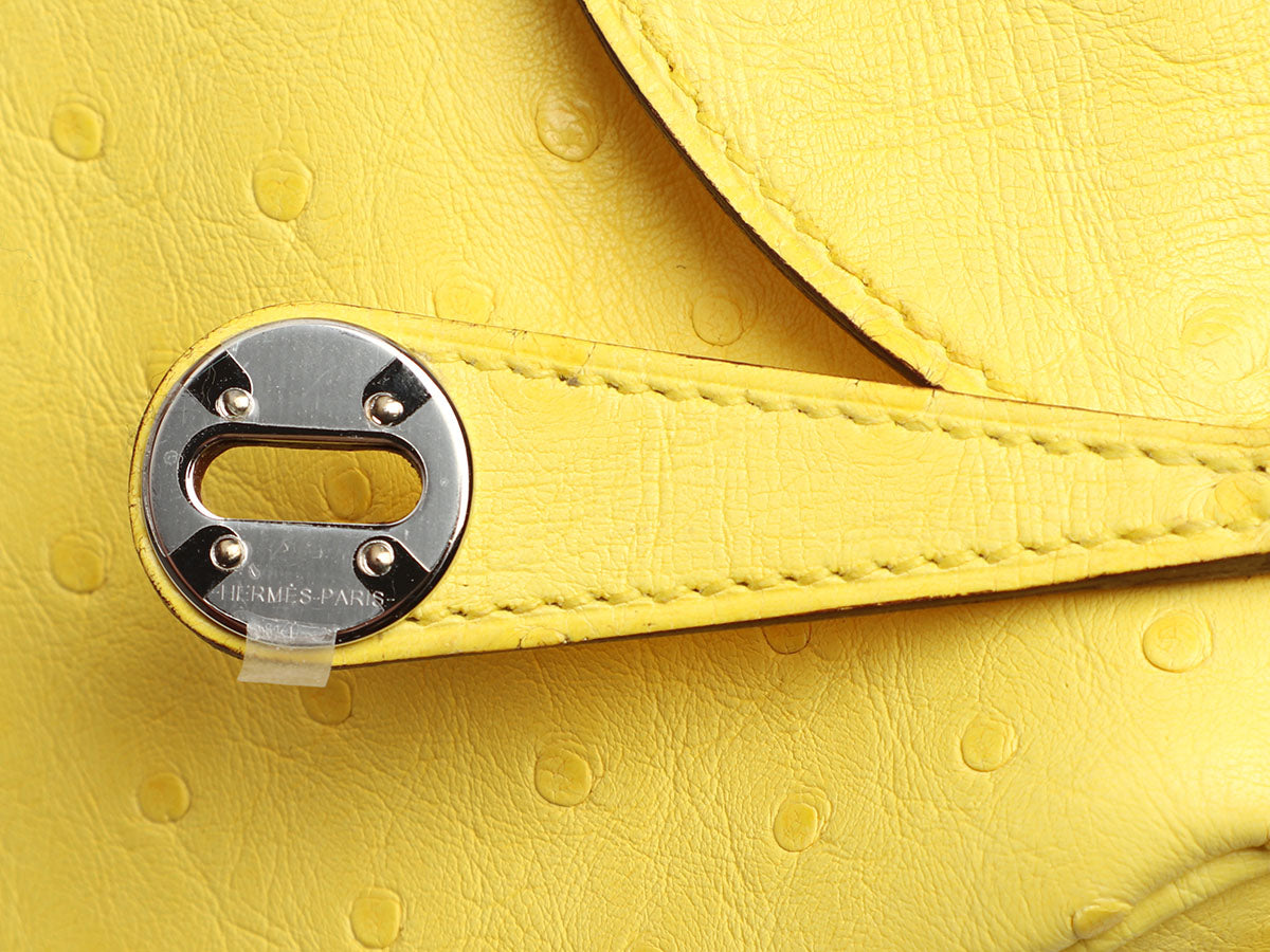 Hermès Mini Jaune Citron Ostrich Boreal Lindy 20 - Image 9