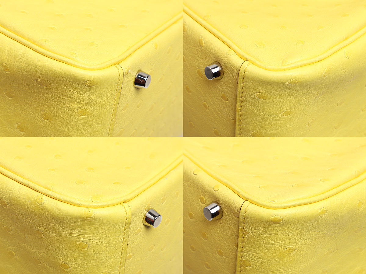 Hermès Mini Jaune Citron Ostrich Boreal Lindy 20 - Image 8