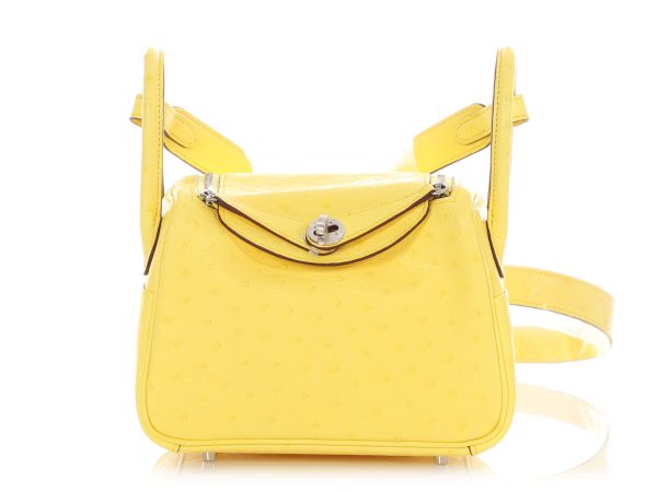 Hermès Mini Jaune Citron Ostrich Boreal Lindy 20