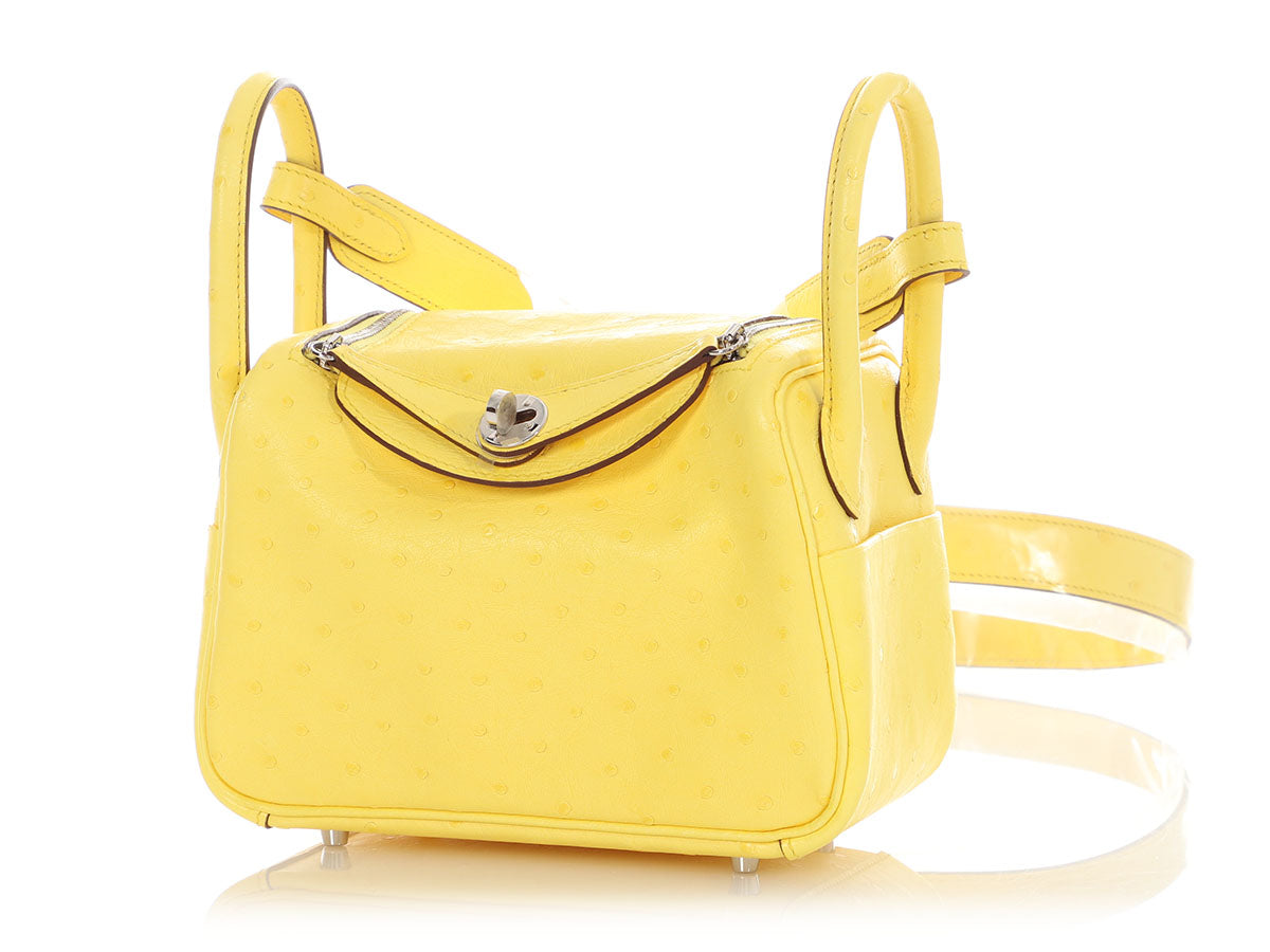 Hermès Mini Jaune Citron Ostrich Boreal Lindy 20 - Image 2