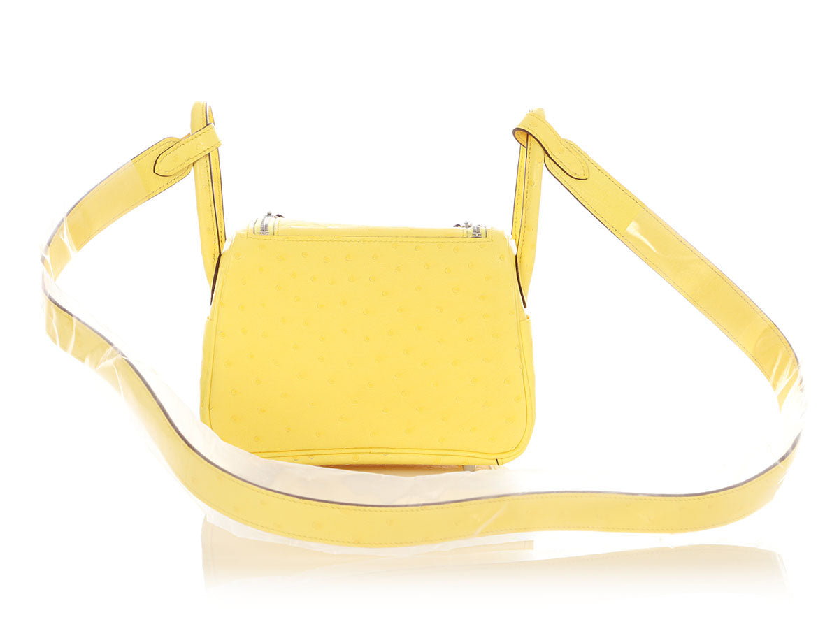 Hermès Mini Jaune Citron Ostrich Boreal Lindy 20 - Image 4