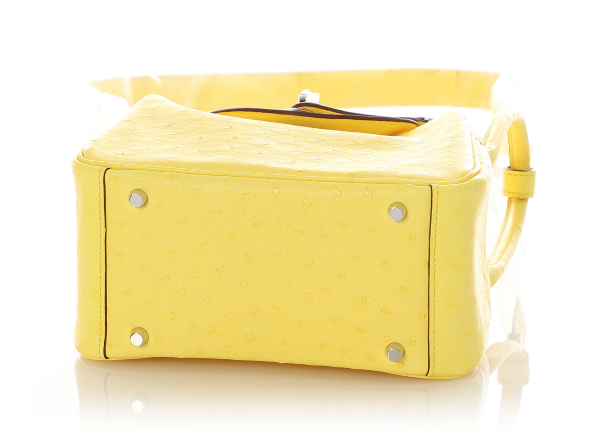 Hermès Mini Jaune Citron Ostrich Boreal Lindy 20 - Image 6