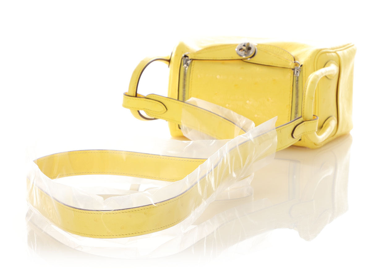 Hermès Mini Jaune Citron Ostrich Boreal Lindy 20 - Image 7