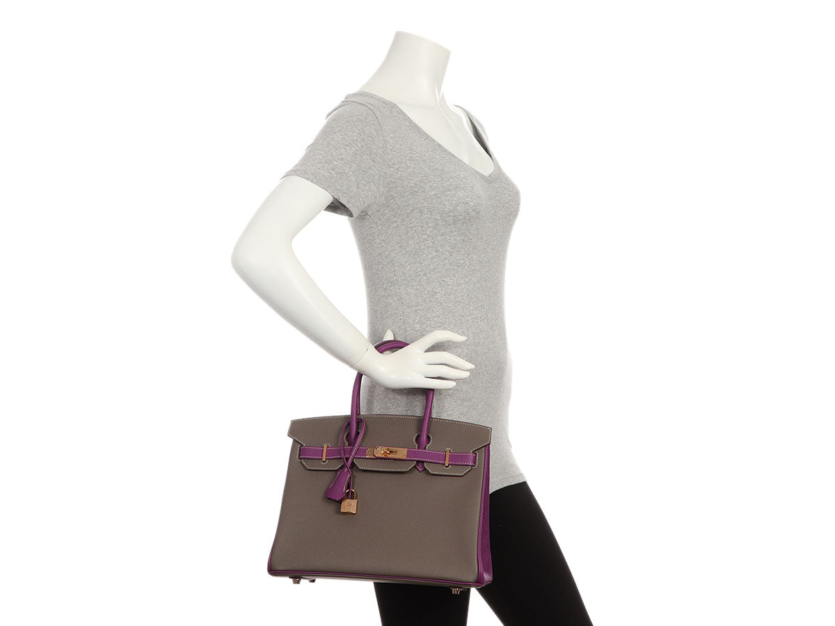 Hermès SO Etain and Anemone Epsom Birkin 30 - Image 11