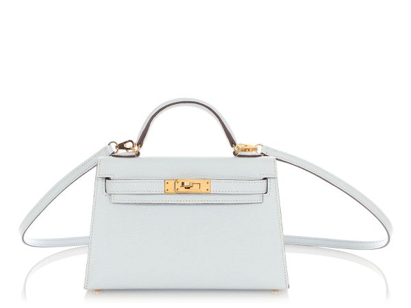 Hermès Mini Bleu Brume Chèvre Mysore Kelly 20