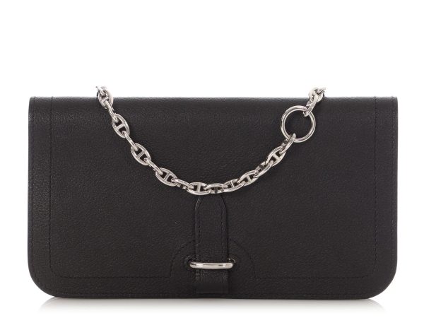 Hermès Black Evercolor Sac Chaîne d'Ancre Shoulder Bag