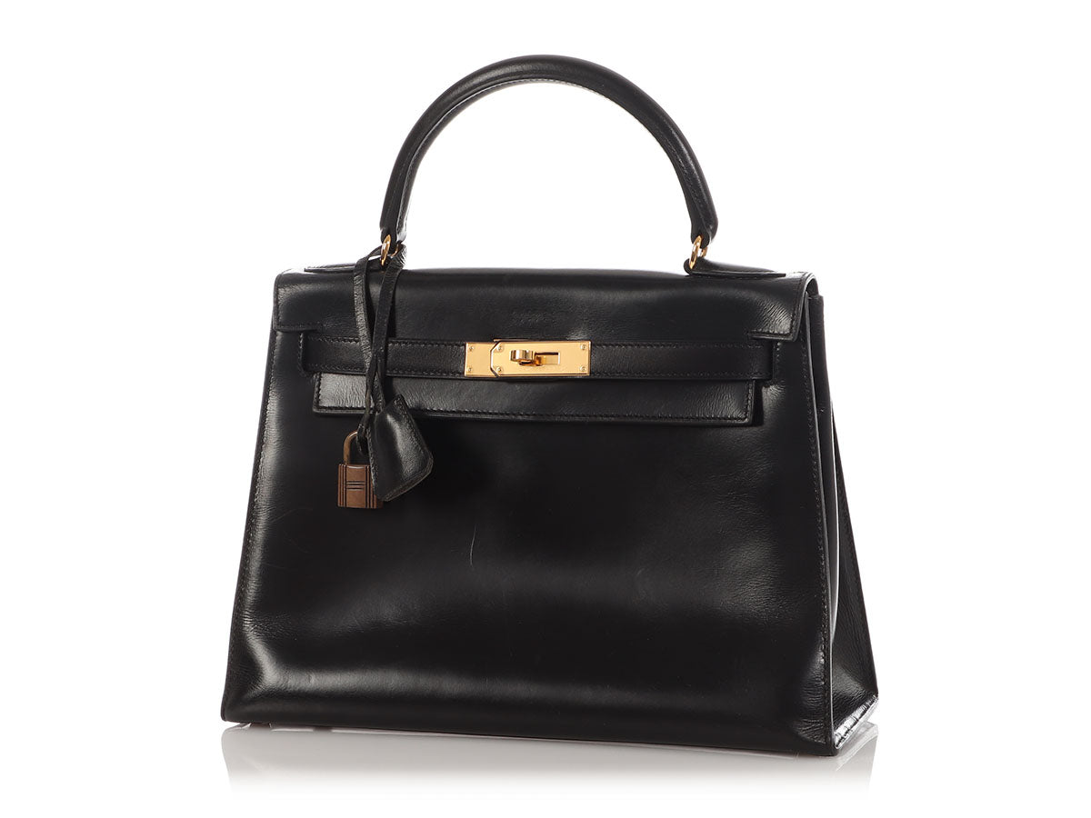 Hermès Vintage Black Box Calfskin Kelly 28 - Image 2
