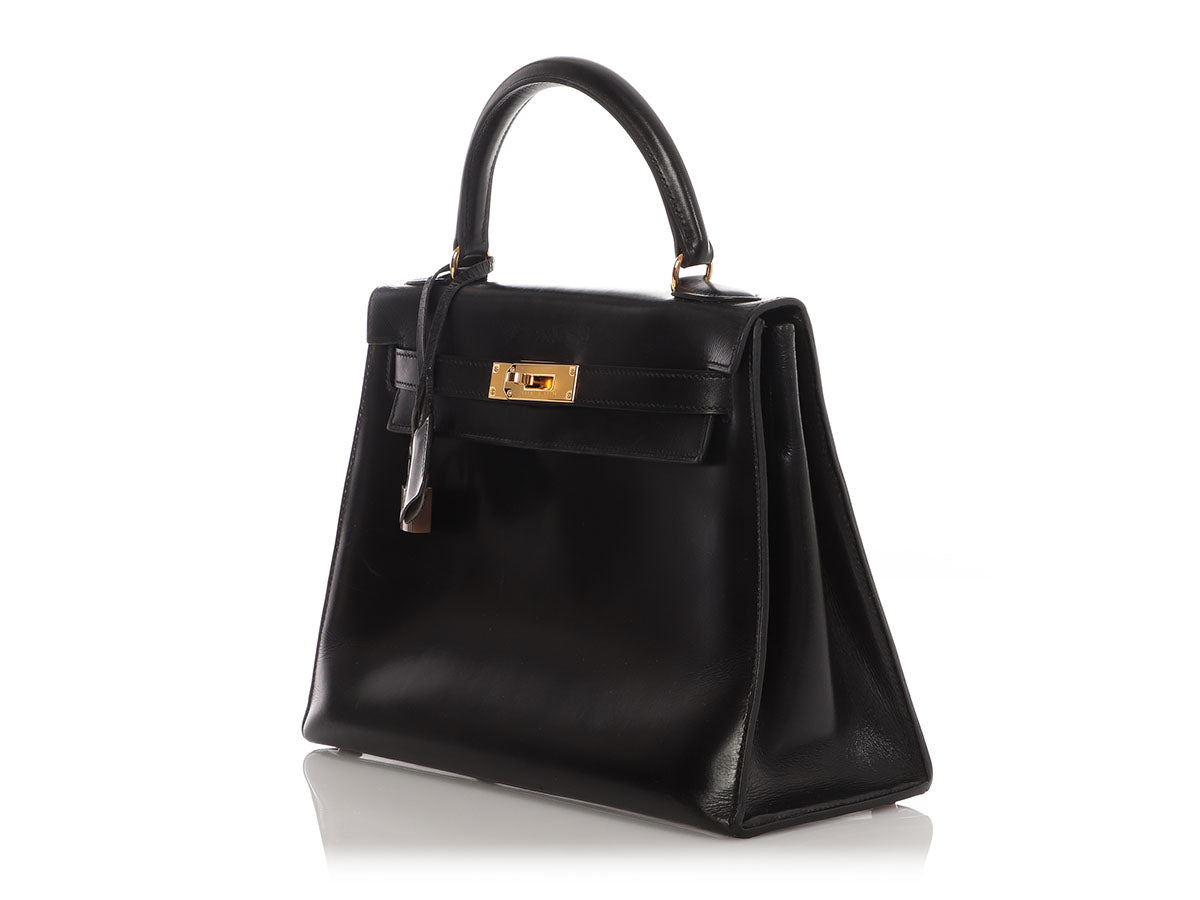 Hermès Vintage Black Box Calfskin Kelly 28 - Image 3