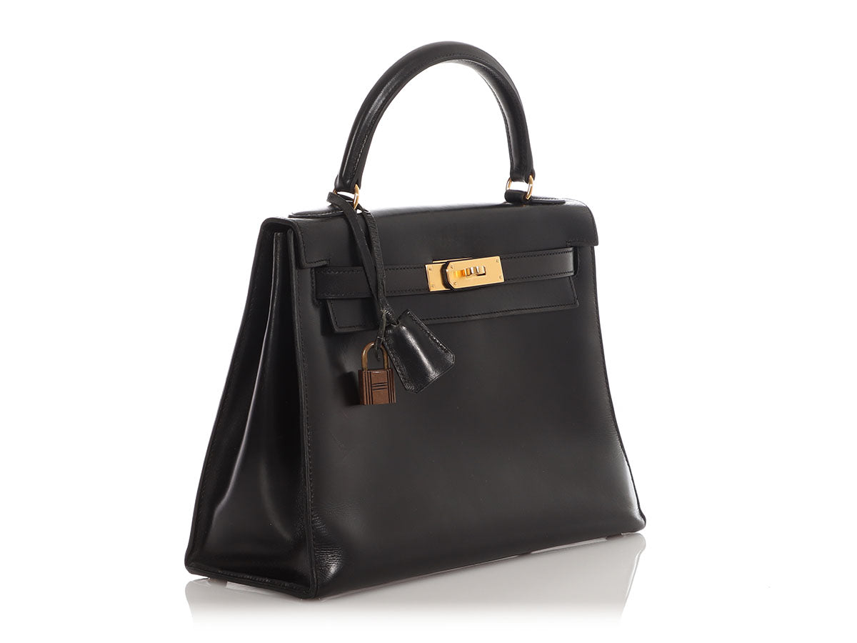 Hermès Vintage Black Box Calfskin Kelly 28 - Image 5