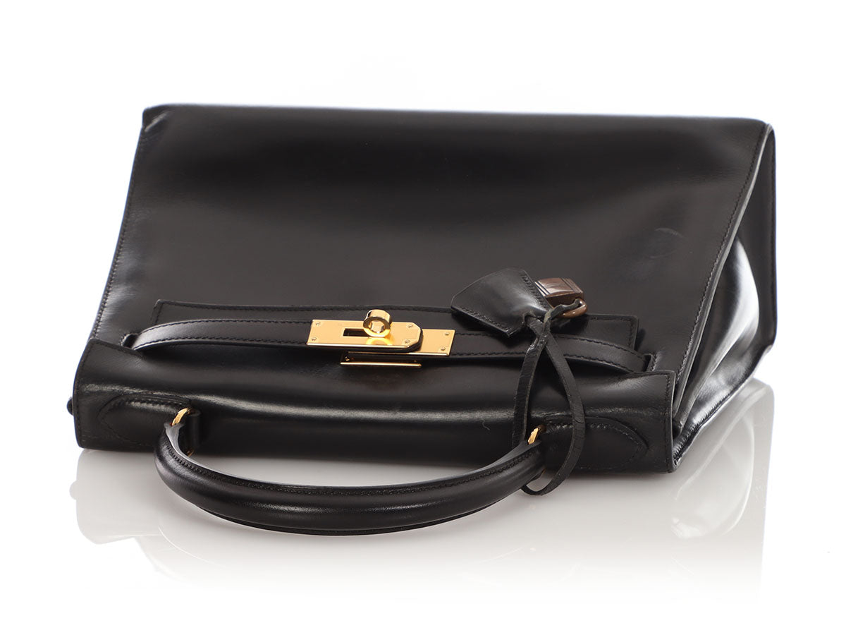 Hermès Vintage Black Box Calfskin Kelly 28 - Image 7