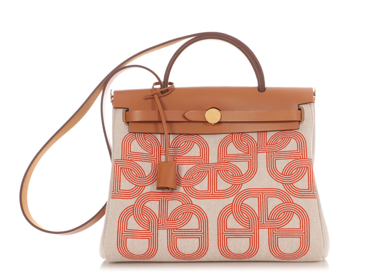 Hermès Toile and Gold Vache Hunter Circuit 24 Herbag Zip 31