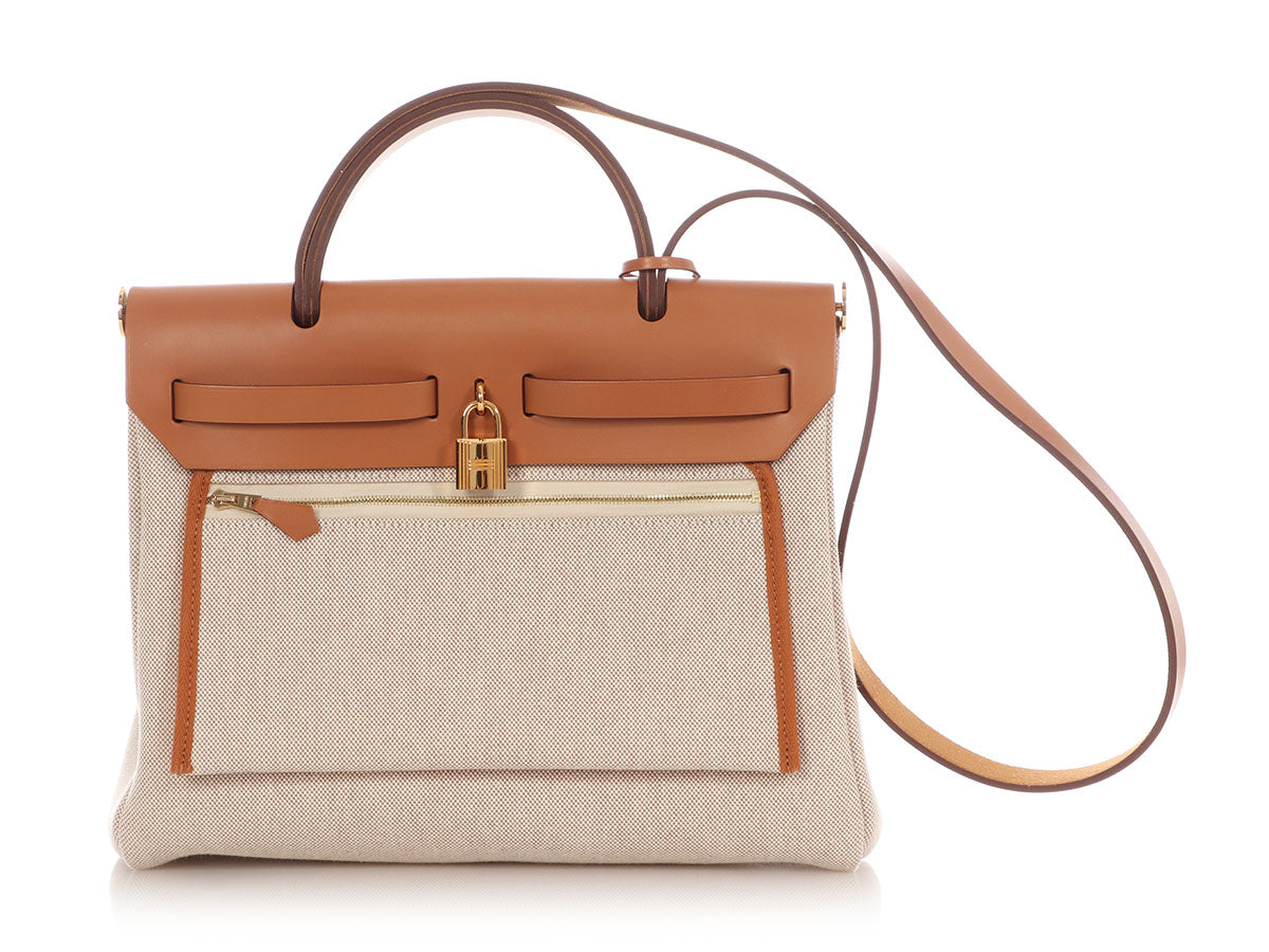 Hermès Toile and Gold Vache Hunter Circuit 24 Herbag Zip 31 - Image 5