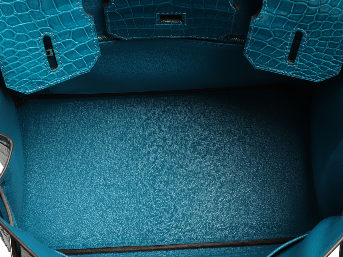 Hermès Bleu Izmir Shiny Porosus Crocodile Birkin 30 - Image 10