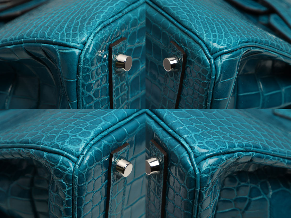 Hermès Bleu Izmir Shiny Porosus Crocodile Birkin 30 - Image 8
