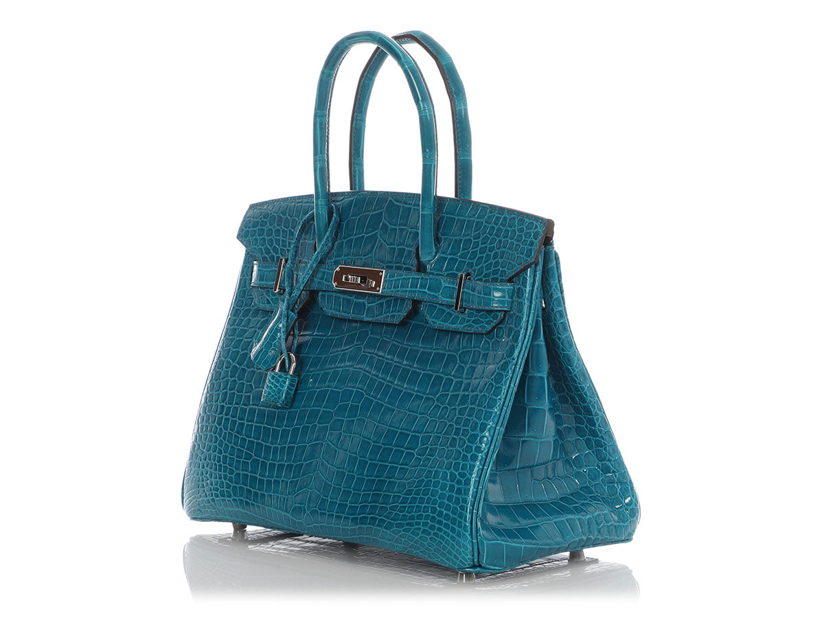 Hermès Bleu Izmir Shiny Porosus Crocodile Birkin 30 - Image 3