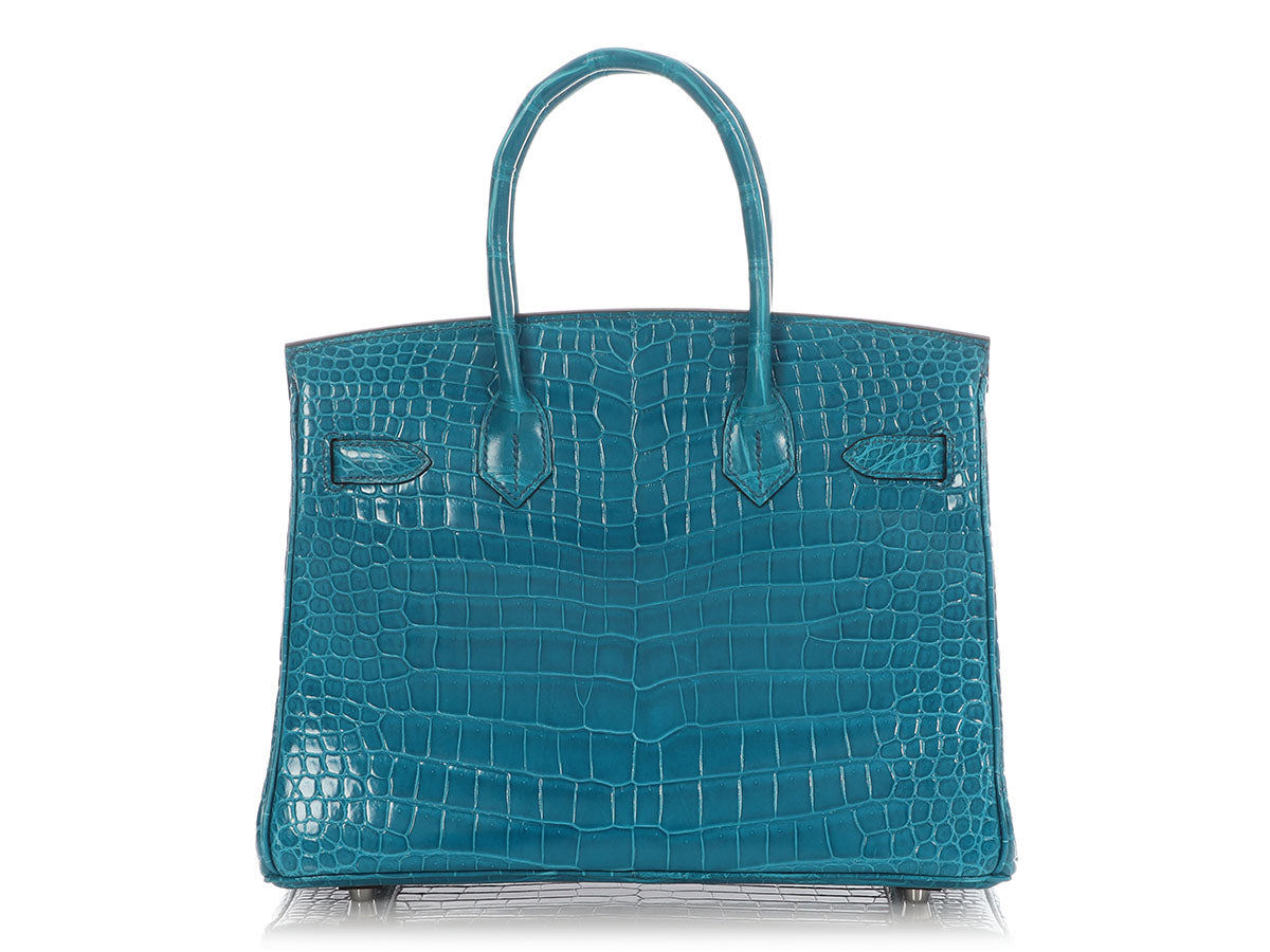 Hermès Bleu Izmir Shiny Porosus Crocodile Birkin 30 - Image 4