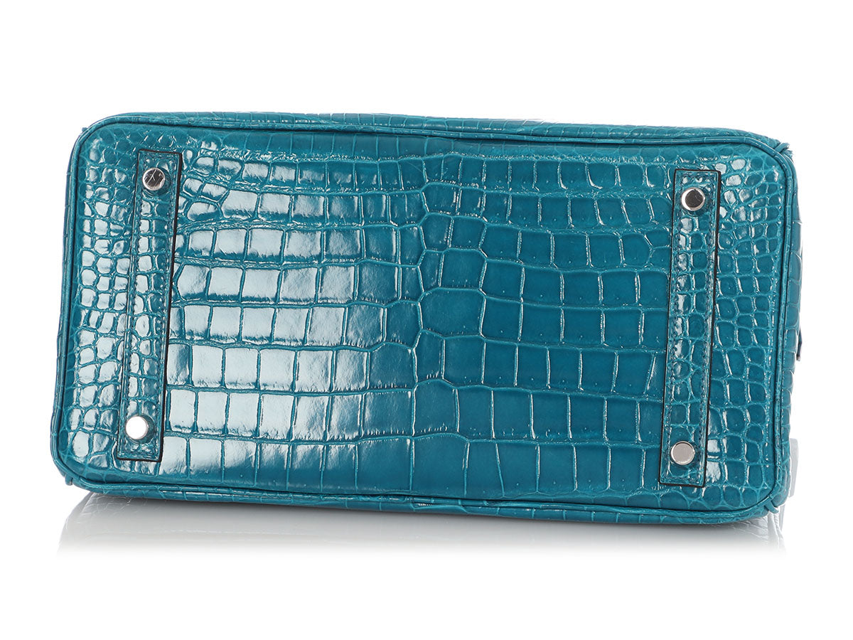 Hermès Bleu Izmir Shiny Porosus Crocodile Birkin 30 - Image 6