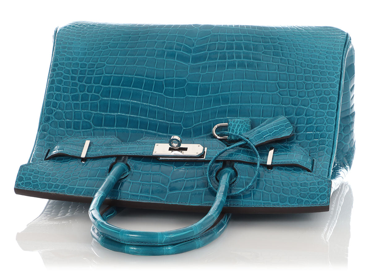 Hermès Bleu Izmir Shiny Porosus Crocodile Birkin 30 - Image 7
