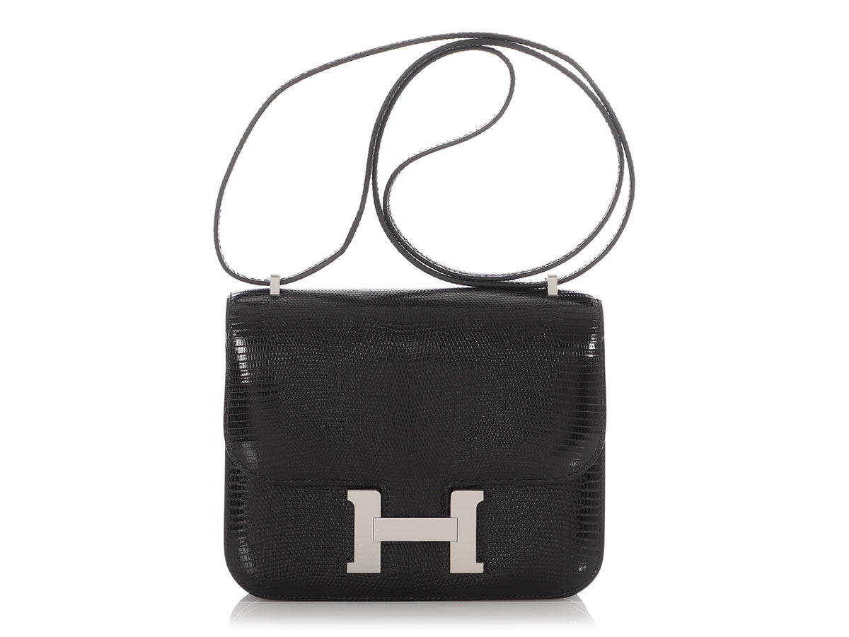 Hermès Black Shiny Lizard Constance Mirror 18