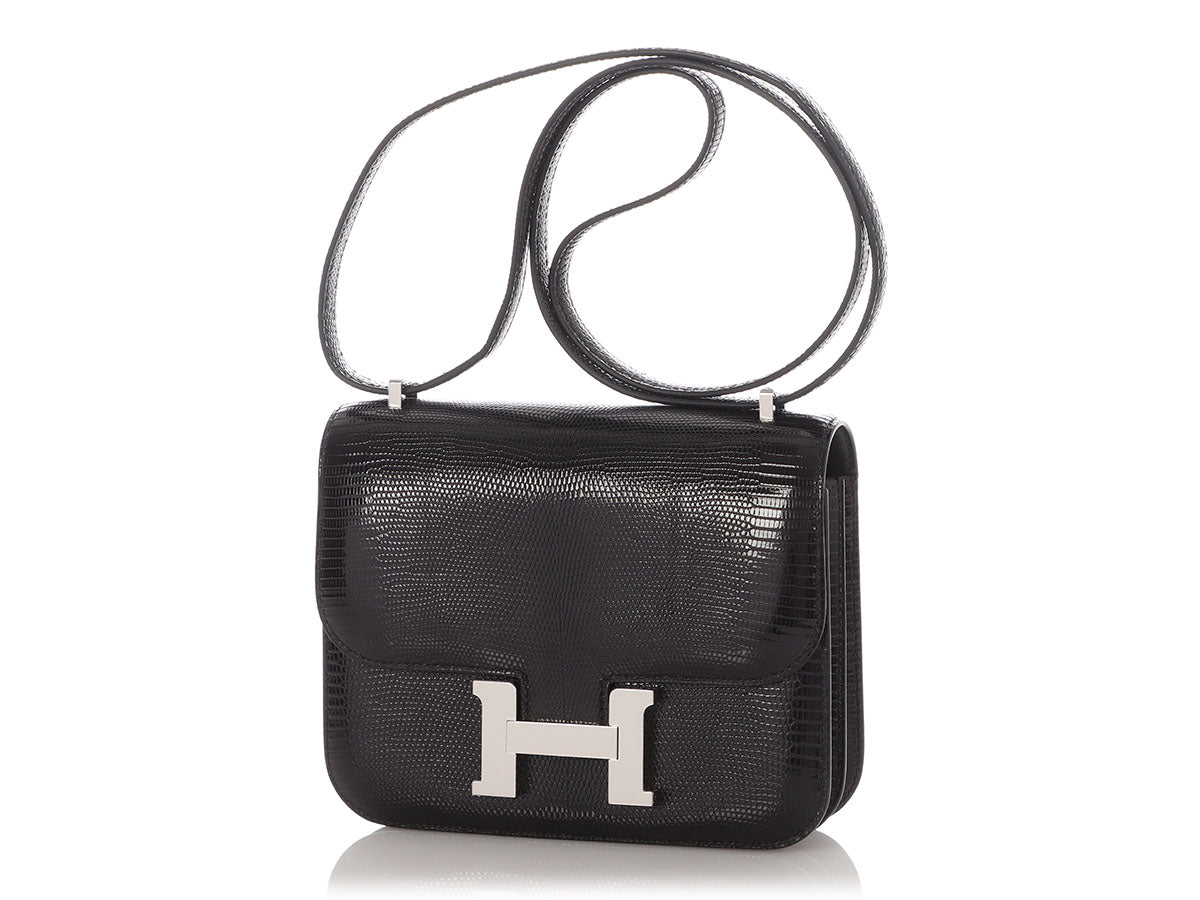 Hermès Black Shiny Lizard Constance Mirror 18 - Image 3