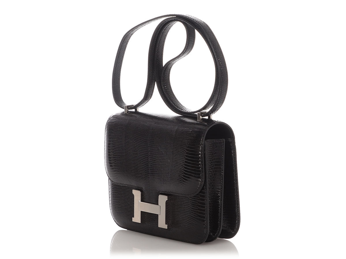 Hermès Black Shiny Lizard Constance Mirror 18 - Image 4