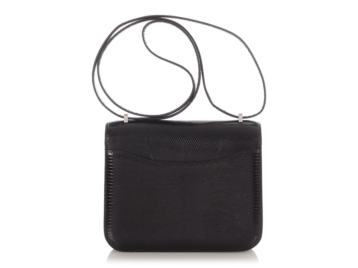 Hermès Black Shiny Lizard Constance Mirror 18 - Image 5