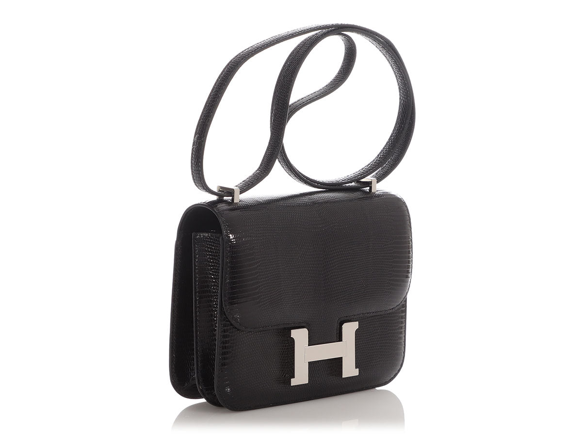 Hermès Black Shiny Lizard Constance Mirror 18 - Image 6