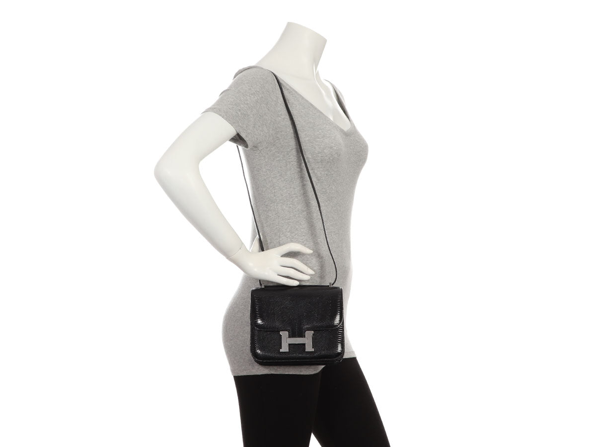 Hermès Black Shiny Lizard Constance Mirror 18 - Image 12