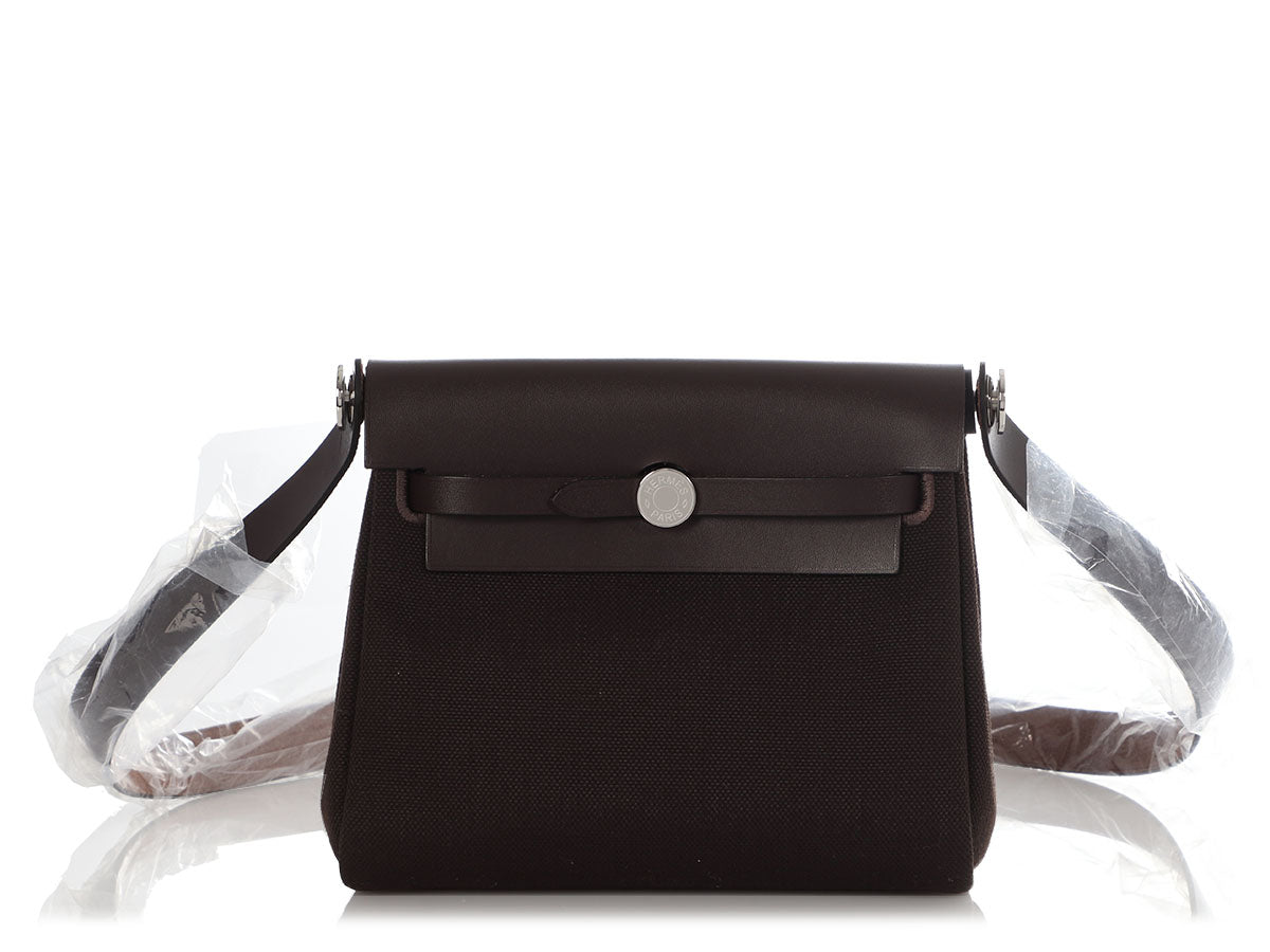 Hermès Mini Ebene Toile and Vache Hunter Herbag Zip 20