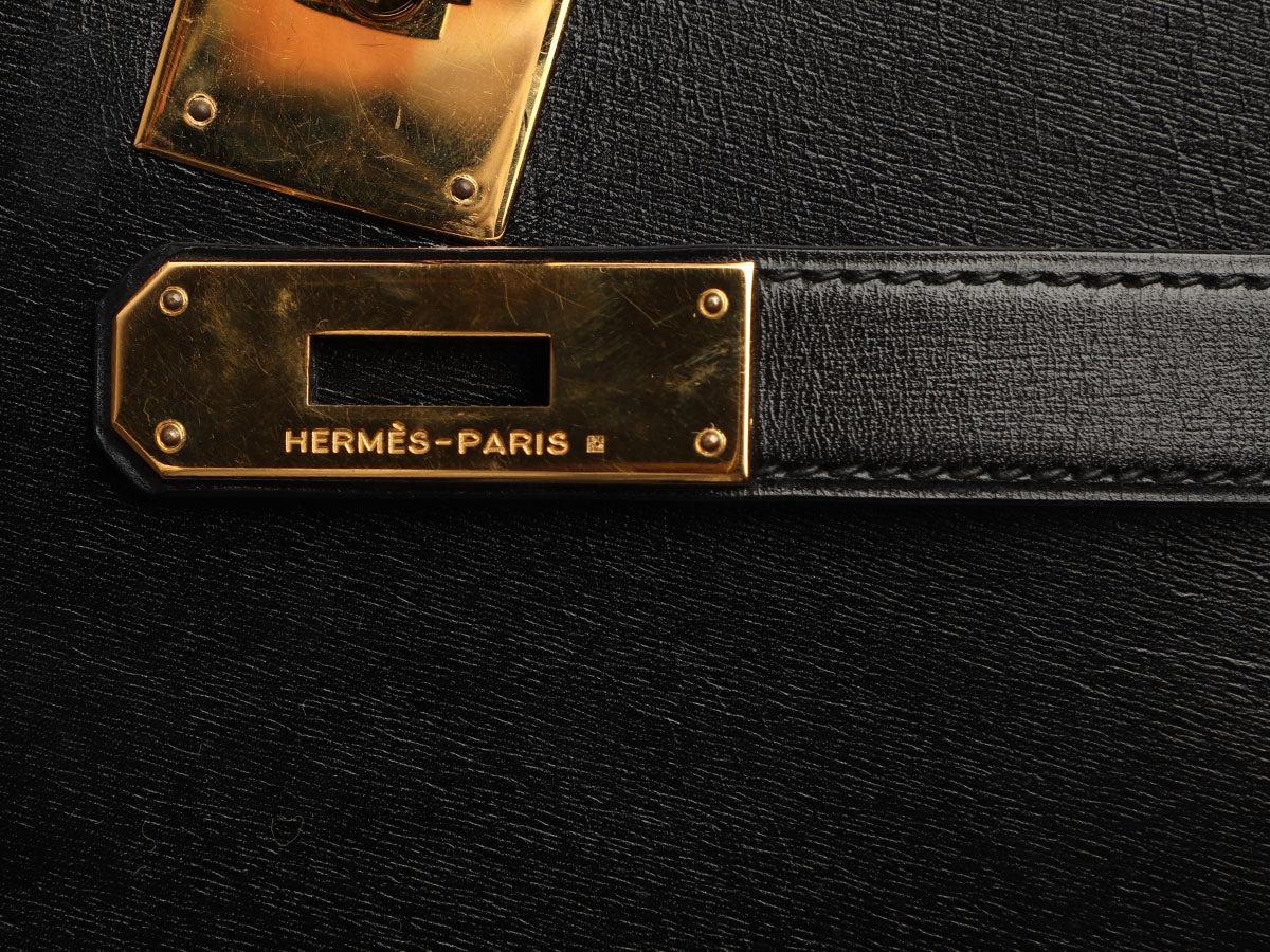 Hermès Vintage Black Box Calfskin Kelly 28 - Image 8