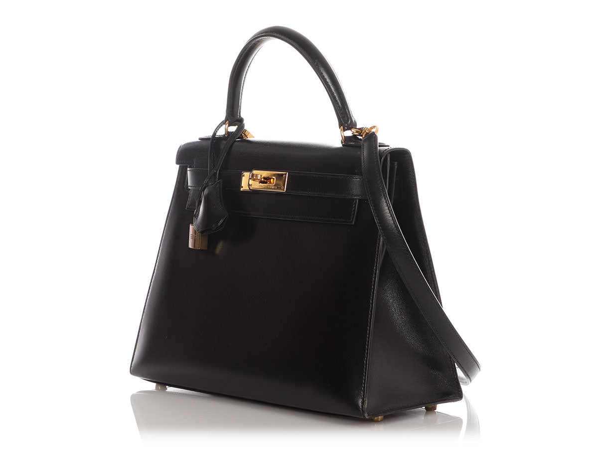 Hermès Vintage Black Box Calfskin Kelly 28 - Image 3