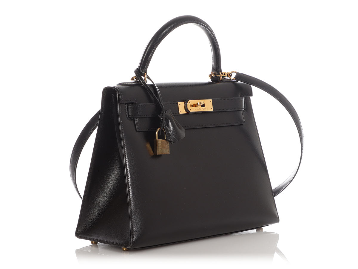 Hermès Vintage Black Box Calfskin Kelly 28 - Image 5
