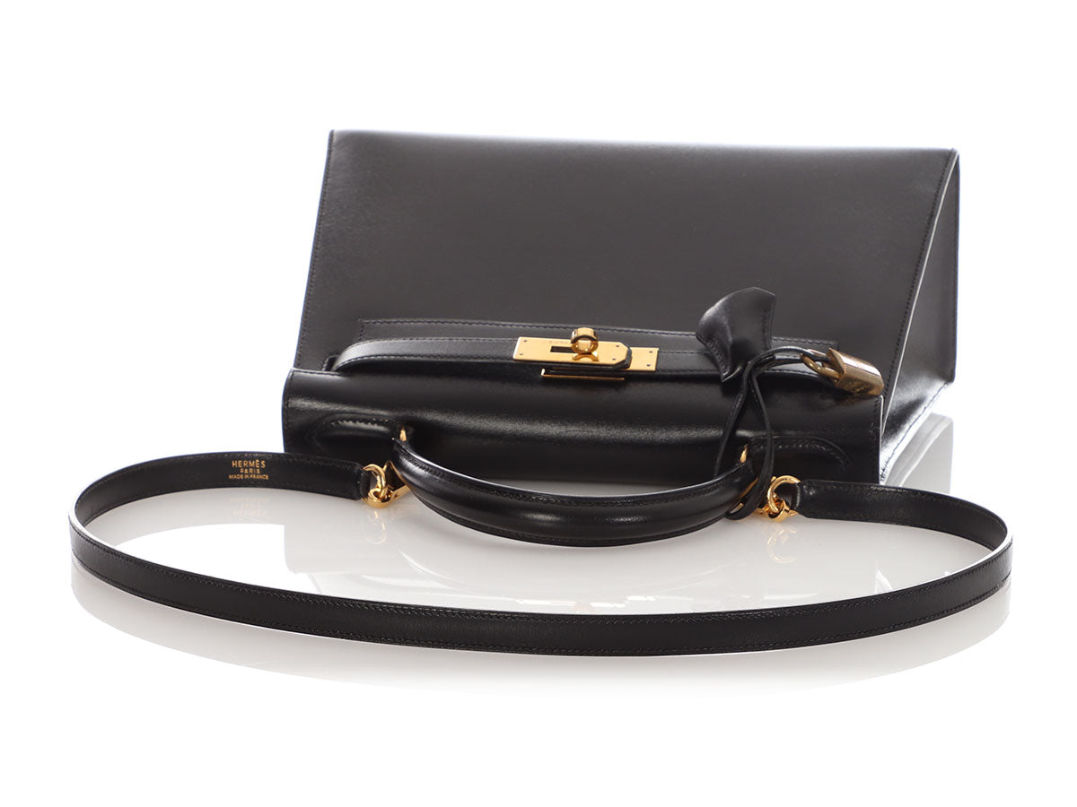 Hermès Vintage Black Box Calfskin Kelly 28 - Image 7