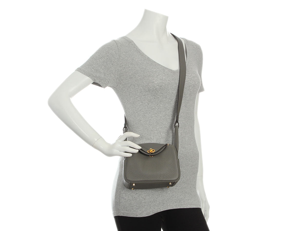 Hermès Mini Gris Meyer Clémence Lindy 20 - Image 11