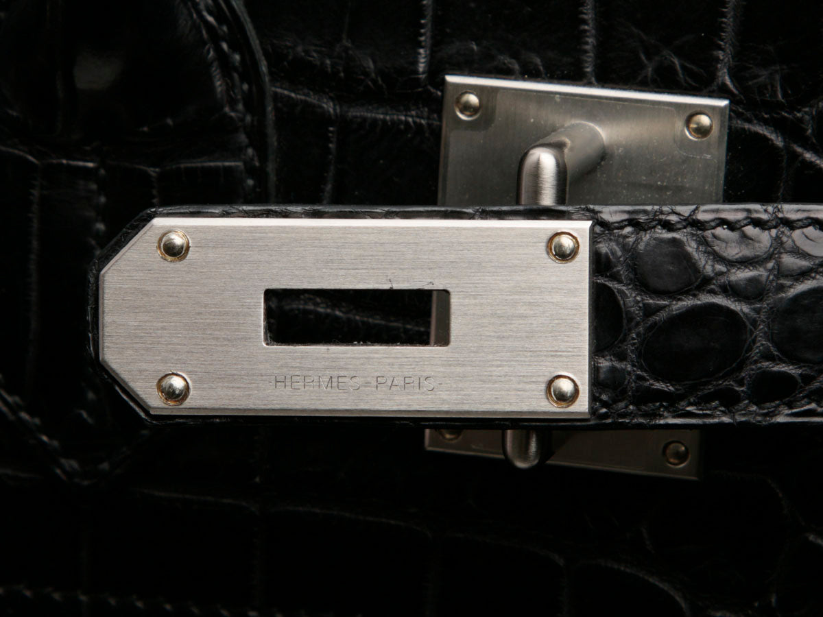 Hermès Matte Black Porosus Crocodile HAC Birkin 40 - Image 11