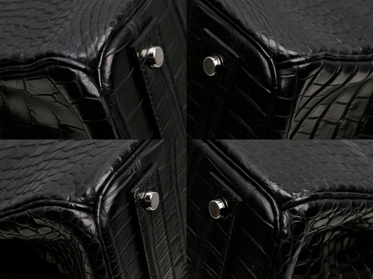 Hermès Matte Black Porosus Crocodile HAC Birkin 40 - Image 9