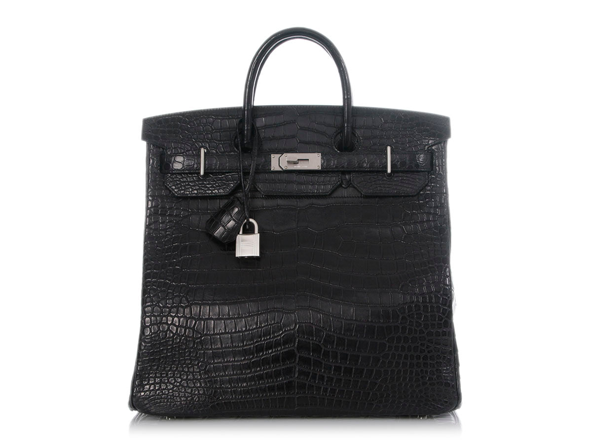 Hermès Matte Black Porosus Crocodile HAC Birkin 40 - Image 2
