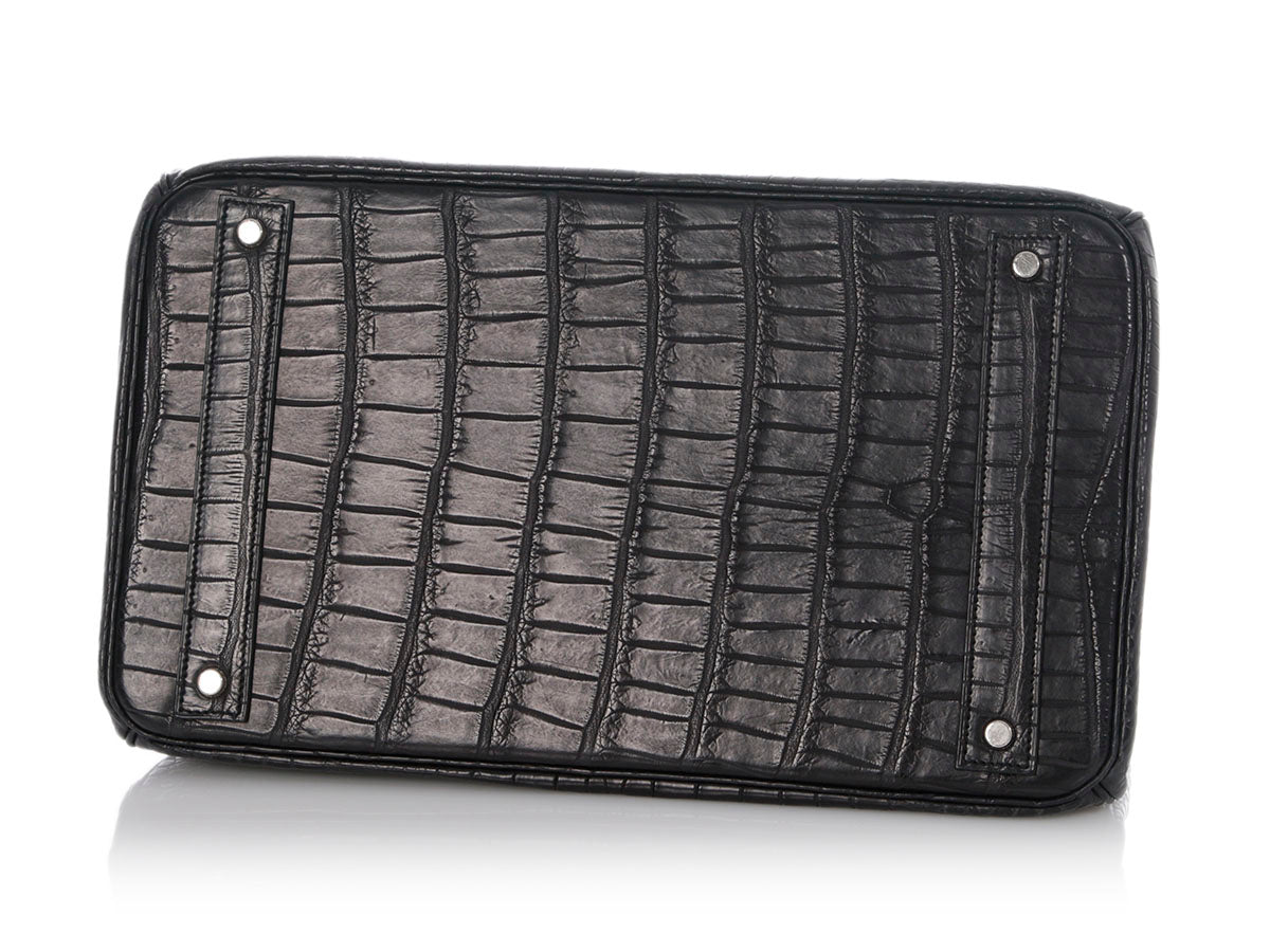 Hermès Matte Black Porosus Crocodile HAC Birkin 40 - Image 7