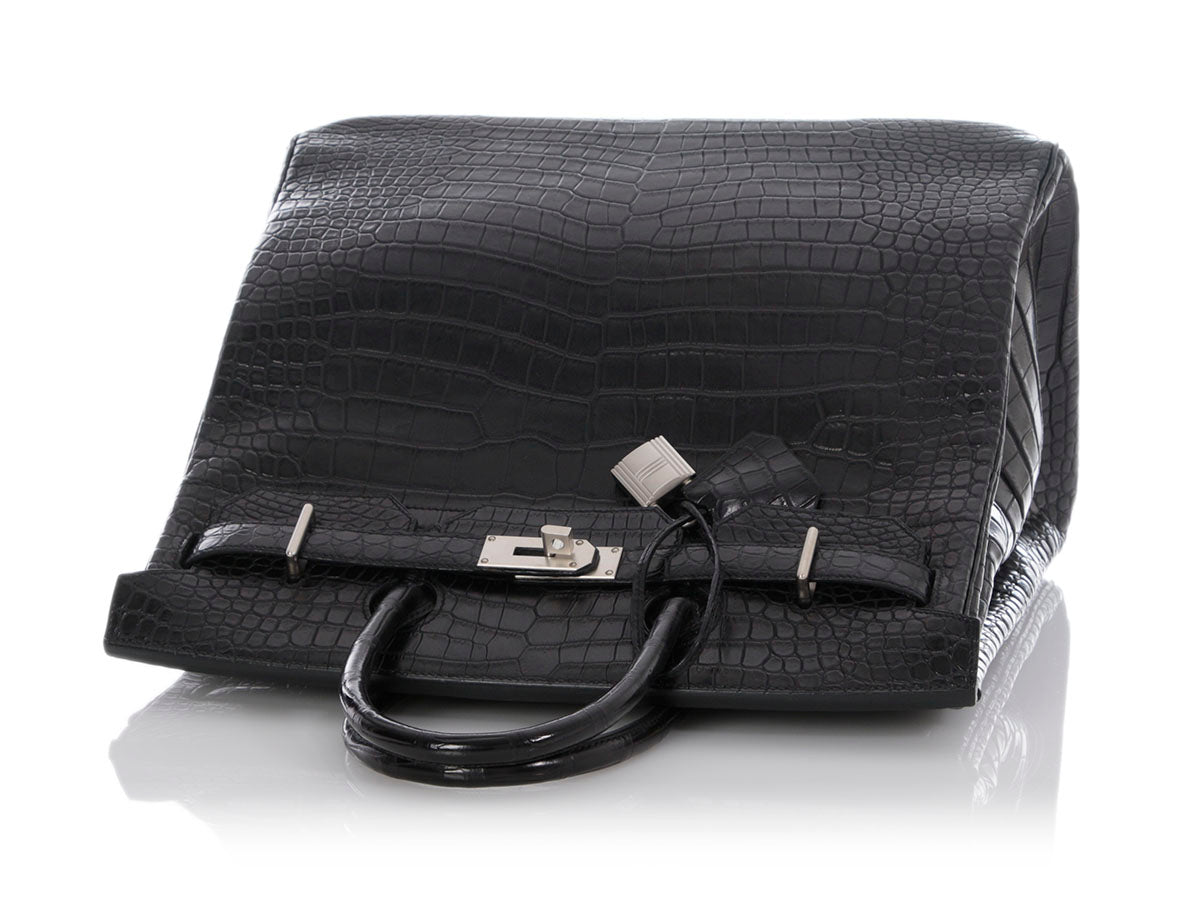 Hermès Matte Black Porosus Crocodile HAC Birkin 40 - Image 8